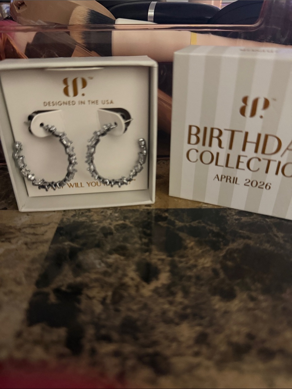 bp Silver-tone Star and Crystal Hoop Earrings
